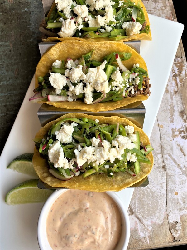 Spiced Lamb Tacos with Spring Slaw and Chipotle Ranch