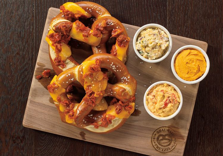 Brauhaus Pretzel™ topped with Sun Dried Tomato & Aged Pepper Jack